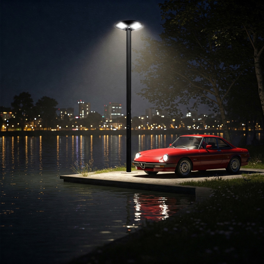 LED Dimbare zonne-straatlantaarn met sensor LED/15W/6V 11000 mAh 6500K IP65 zwart + afstandsbediening