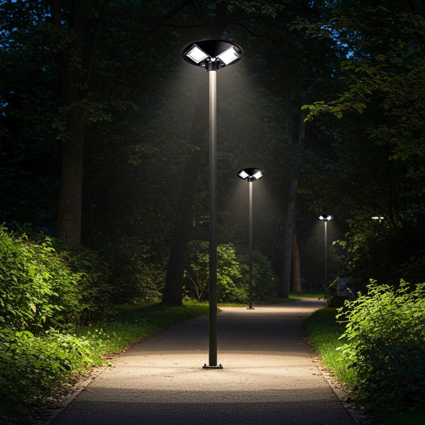 LED Dimbare zonne-straatlantaarn met sensor LED/15W/6V 11000 mAh 6500K IP65 zwart + afstandsbediening