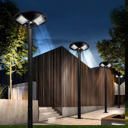 LED Dimbare zonne-straatlantaarn met sensor LED/15W/6V 11000 mAh 6500K IP65 zwart + afstandsbediening