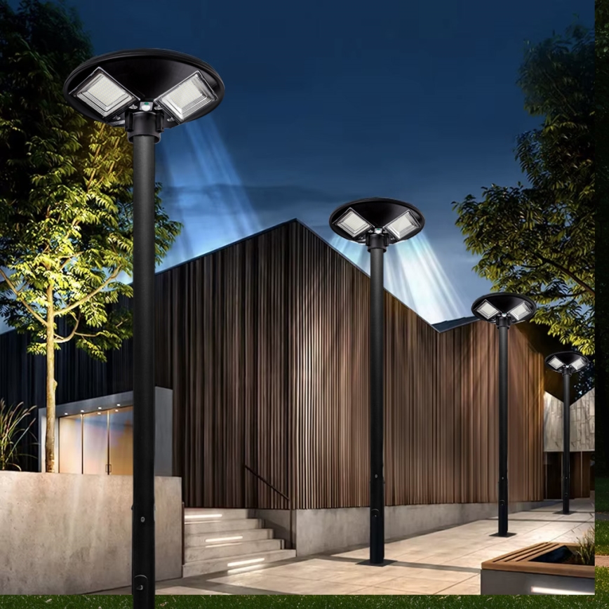 LED Dimbare zonne-straatlantaarn met sensor LED/15W/6V 11000 mAh 6500K IP65 zwart + afstandsbediening