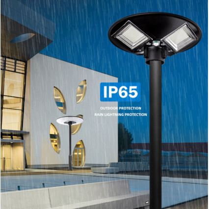 LED Dimbare zonne-straatlantaarn met sensor LED/15W/6V 11000 mAh 6500K IP65 zwart + afstandsbediening