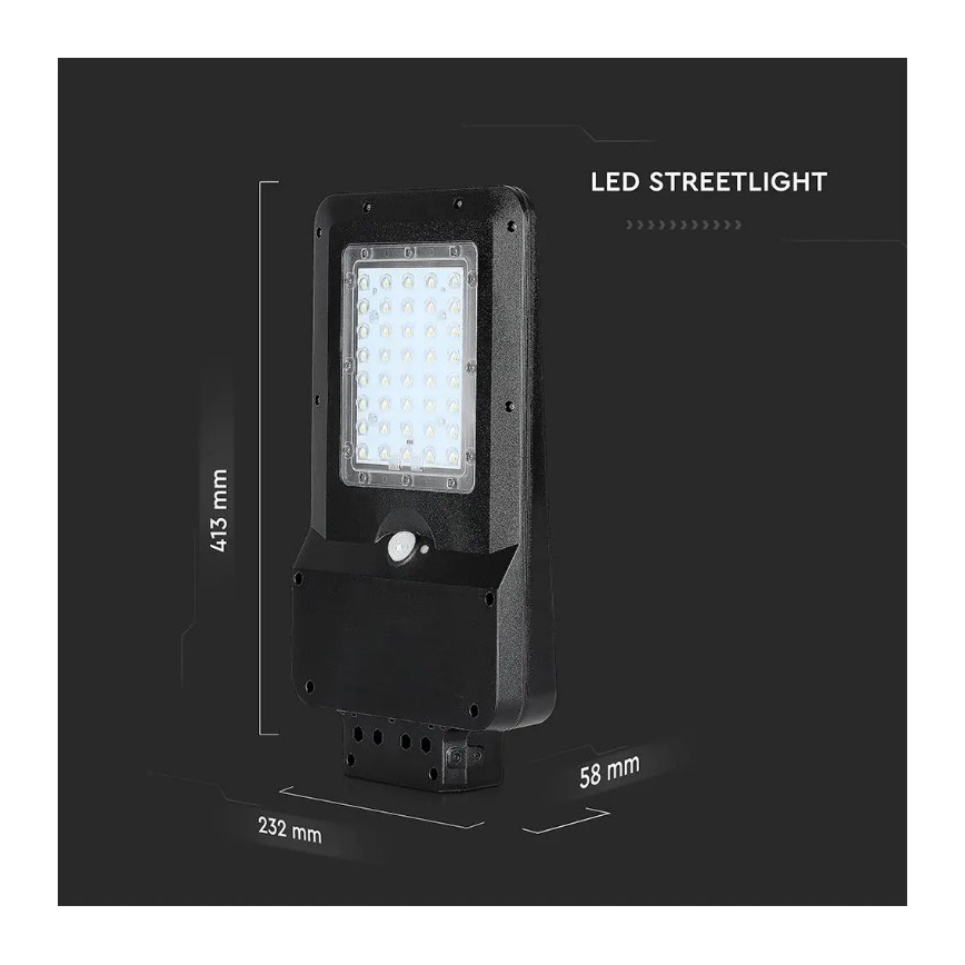 Solar LED Straatlamp met sensor LED/15W/7,4V 4000K IP65 10800 mAh