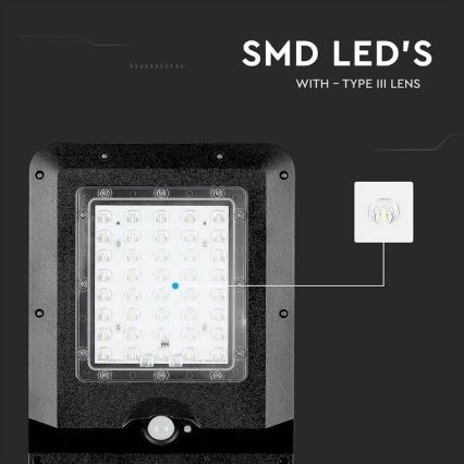 Solar LED Straatlamp met sensor LED/15W/7,4V 6000K IP65 10800 mAh