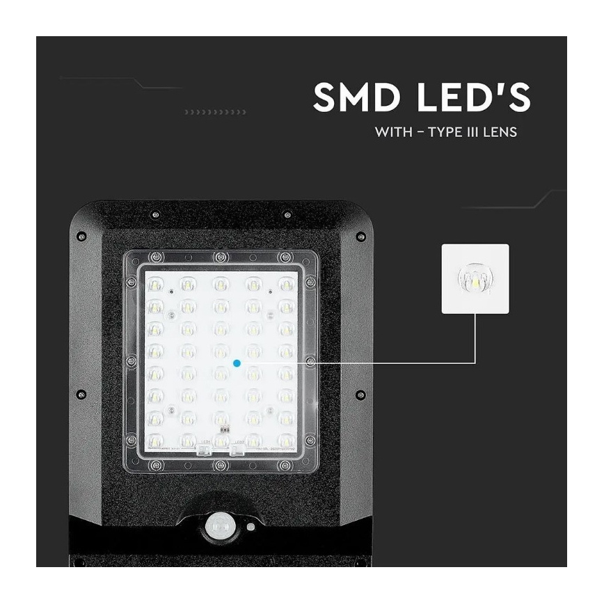 Solar LED Straatlamp met sensor LED/15W/7,4V 6000K IP65 10800 mAh
