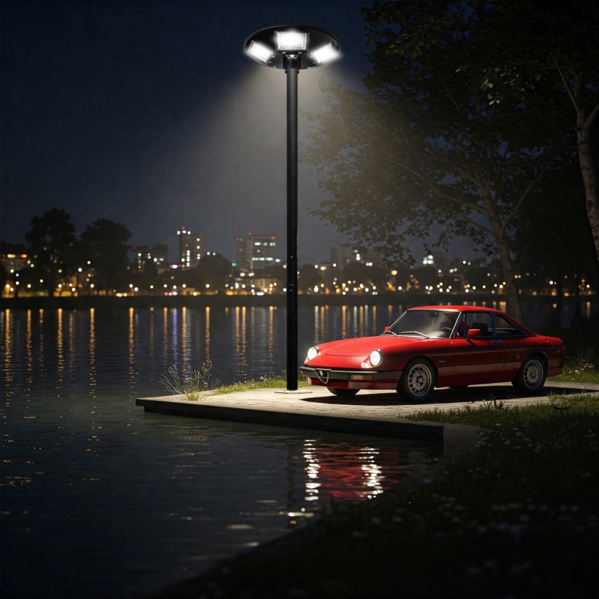LED Dimbare zonne-straatlantaarn met sensor LED/22W/6V 18000 mAh 6500K IP65 zwart + afstandsbediening