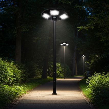 LED Dimbare zonne-straatlantaarn met sensor LED/22W/6V 18000 mAh 6500K IP65 zwart + afstandsbediening