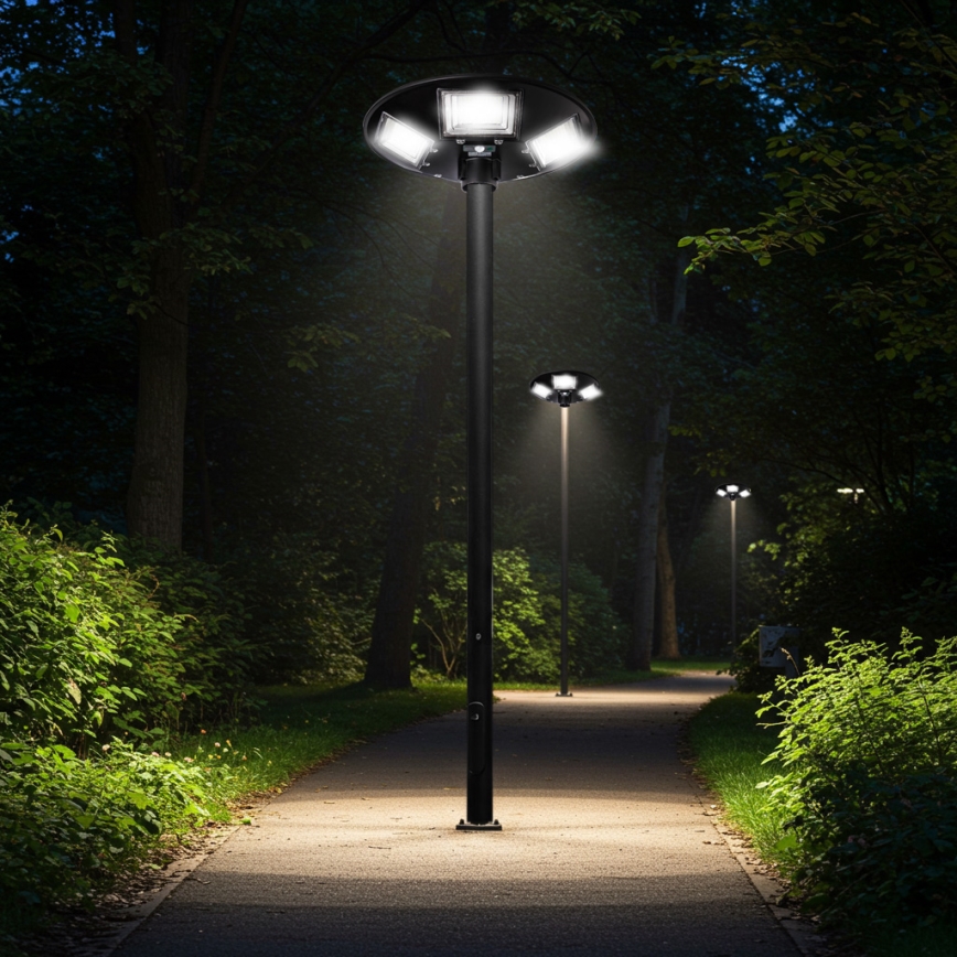LED Dimbare zonne-straatlantaarn met sensor LED/22W/6V 18000 mAh 6500K IP65 zwart + afstandsbediening