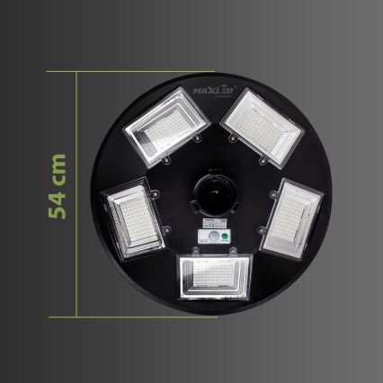 LED Dimbare zonne-straatlantaarn met sensor LED/22W/6V 18000 mAh 6500K IP65 zwart + afstandsbediening
