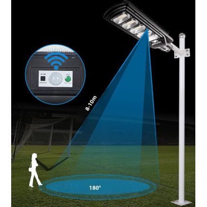 LED Dimbare zonne-straatlantaarn met sensor LED/300W/6V 6500K IP65 zwart + afstandsbediening