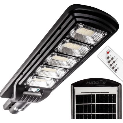 LED Dimbare zonne-straatlantaarn met sensor LED/300W/6V 6500K IP65 zwart + afstandsbediening