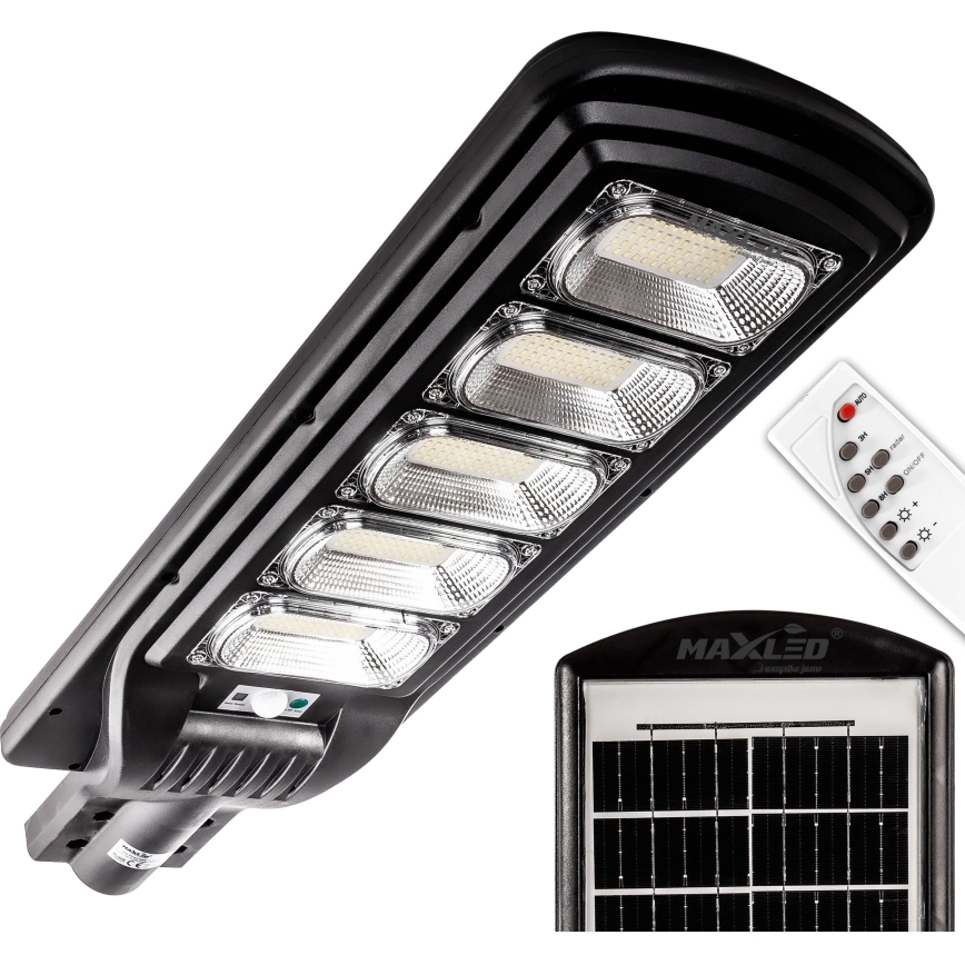 LED Dimbare zonne-straatlantaarn met sensor LED/300W/6V 6500K IP65 zwart + afstandsbediening