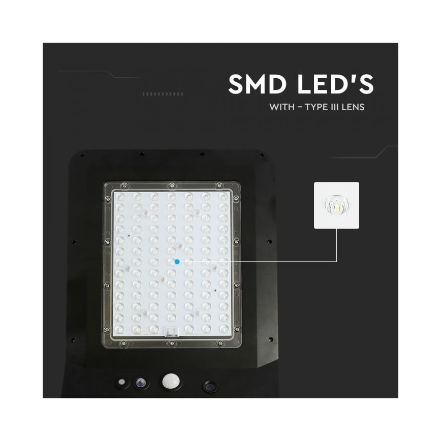Solar LED Straatlamp met sensor LED/40W/9,6V IP65 6000K + afstandsbediening