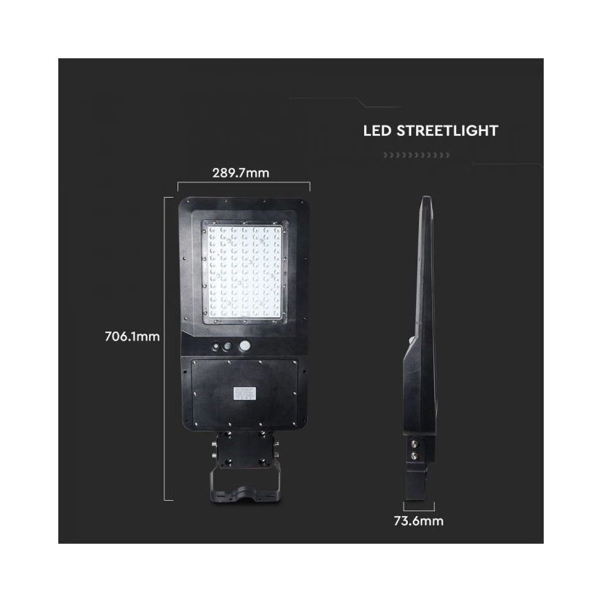 Solar LED Straatlamp met sensor LED/40W/9,6V IP65 6000K + afstandsbediening