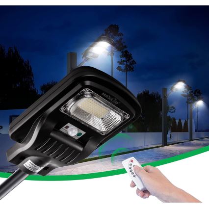 LED Dimbare zonne-straatlantaarn met sensor LED/60W/6V 5500 mAh 6500K IP65 zwart + afstandsbediening