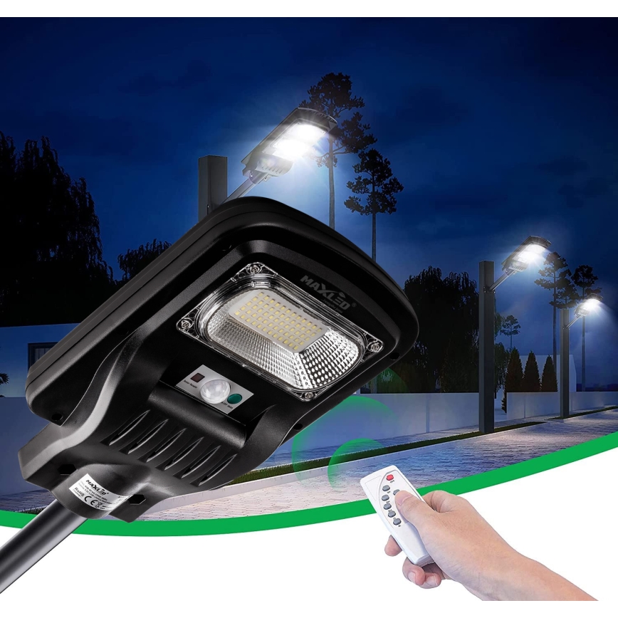 LED Dimbare zonne-straatlantaarn met sensor LED/60W/6V 5500 mAh 6500K IP65 zwart + afstandsbediening