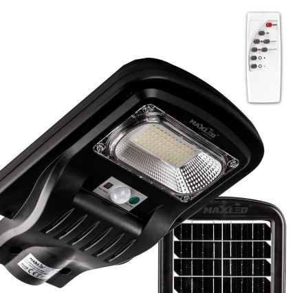 LED Dimbare zonne-straatlantaarn met sensor LED/60W/6V 5500 mAh 6500K IP65 zwart + afstandsbediening