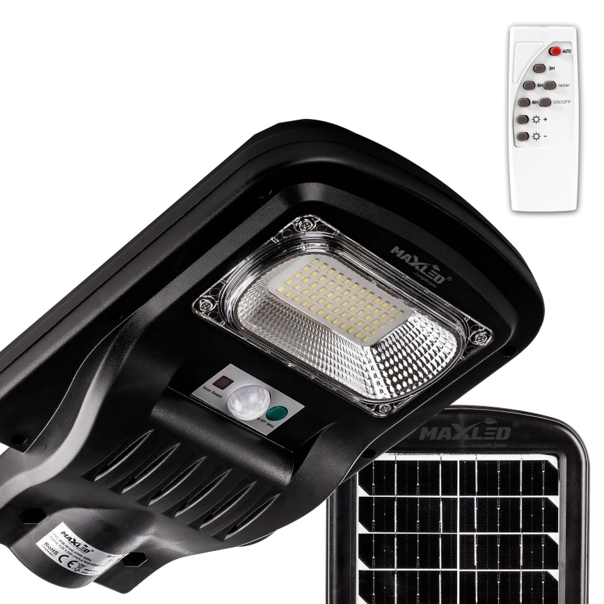 LED Dimbare zonne-straatlantaarn met sensor LED/60W/6V 5500 mAh 6500K IP65 zwart + afstandsbediening