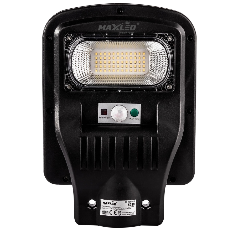LED Dimbare zonne-straatlantaarn met sensor LED/60W/6V 5500 mAh 6500K IP65 zwart + afstandsbediening