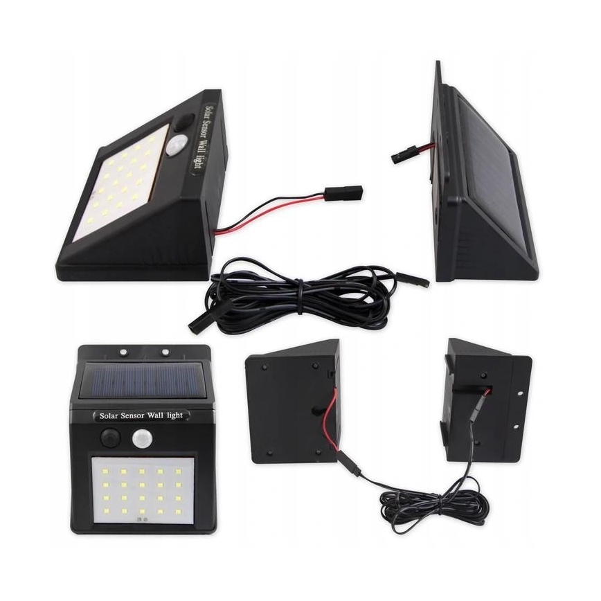 Solar LED Wand Lamp met Sensor en Extern Paneel LED/0,55W/3,7V IP65