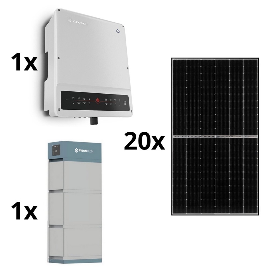 Solar set GOODWE - 8kWp JINKO + 8kW GOODWE hybride omvormer 3p +10,65 kWh batterij PYLONTECH H2