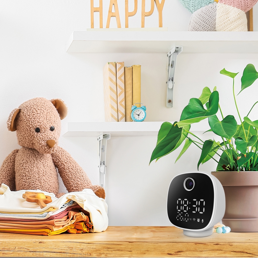 Slimme camera met wekker, thermometer en led-lampje 1296p 3Mpx 5V Wi-Fi Tuya IP65