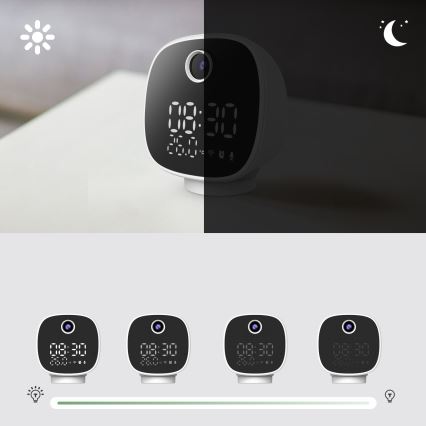 Slimme camera met wekker, thermometer en led-lampje 1296p 3Mpx 5V Wi-Fi Tuya IP65
