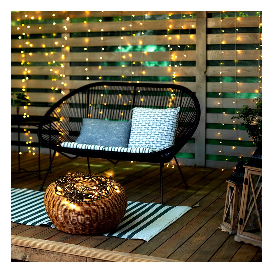 LED buitenlichtsnoer 100xLED/8 functies IP44 13m warm wit