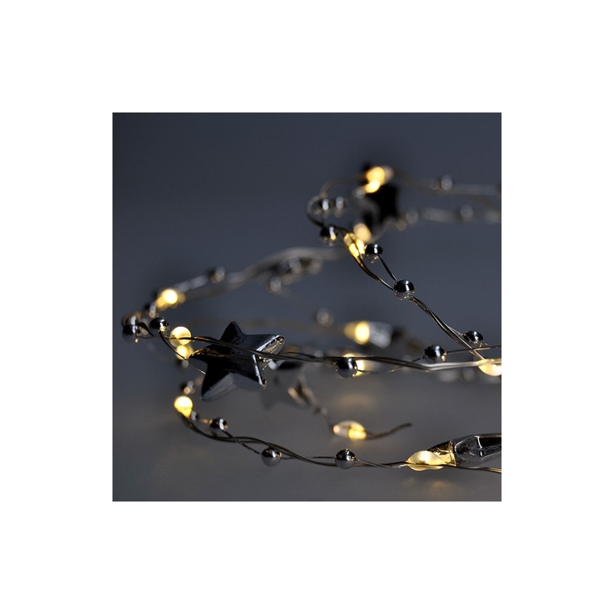 LED kerstlichtsnoer 20xLED/2xAA 1,5m warm wit