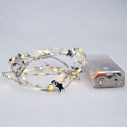 LED kerstlichtsnoer 20xLED/2xAA 1,5m warm wit