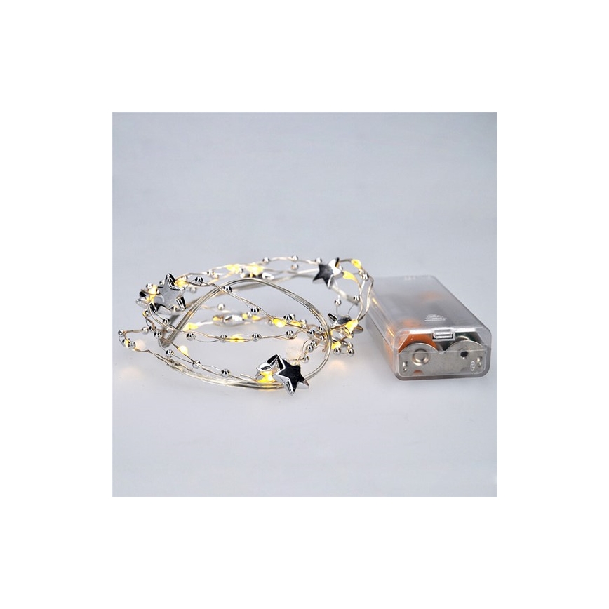 LED kerstlichtsnoer 20xLED/2xAA 1,5m warm wit