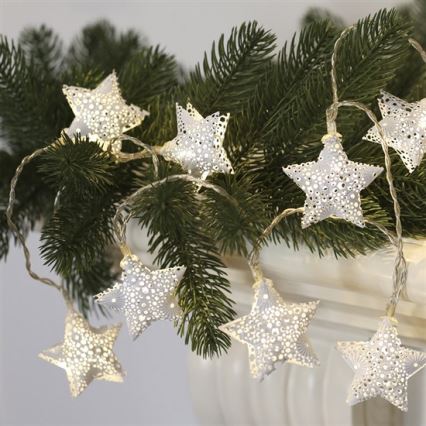 LED kerstsnoer 10xLED/2xAA 2m warm wit