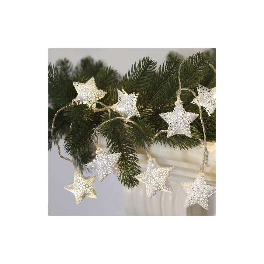 LED kerstsnoer 10xLED/2xAA 2m warm wit