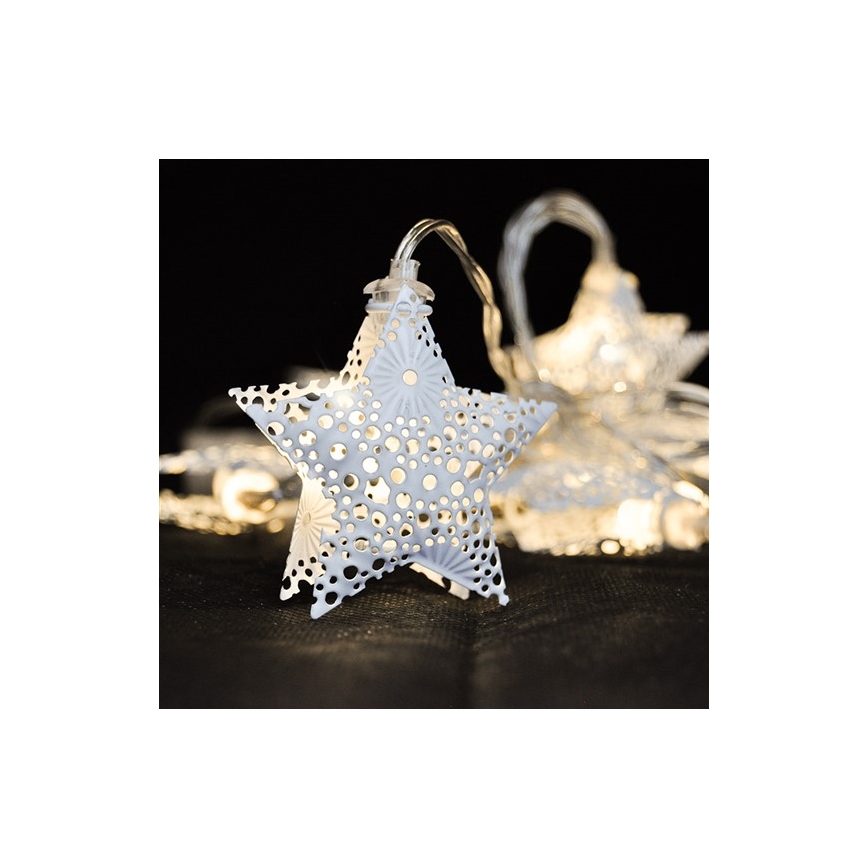 LED kerstsnoer 10xLED/2xAA 2m warm wit