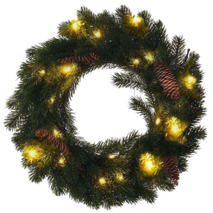LED buiten kerstkrans 15xLED/3xAA IP44