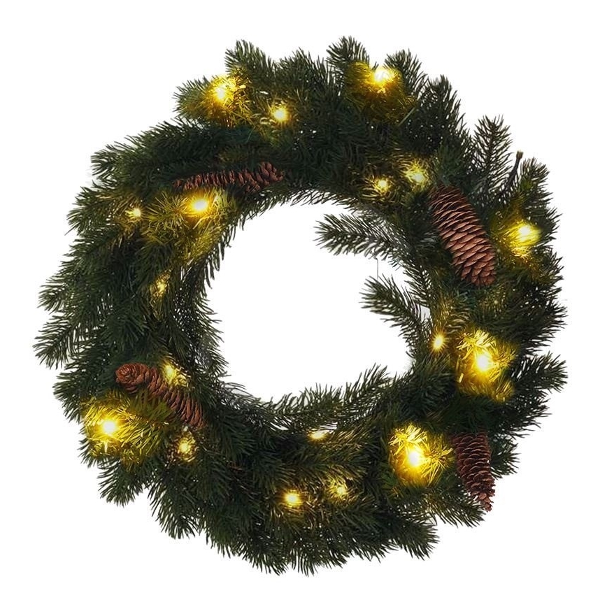 LED buiten kerstkrans 15xLED/3xAA IP44