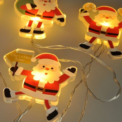 LED Kerst Lichtketting met zuignappen 6xLED/2xAA 1,2m warm wit Kerstman