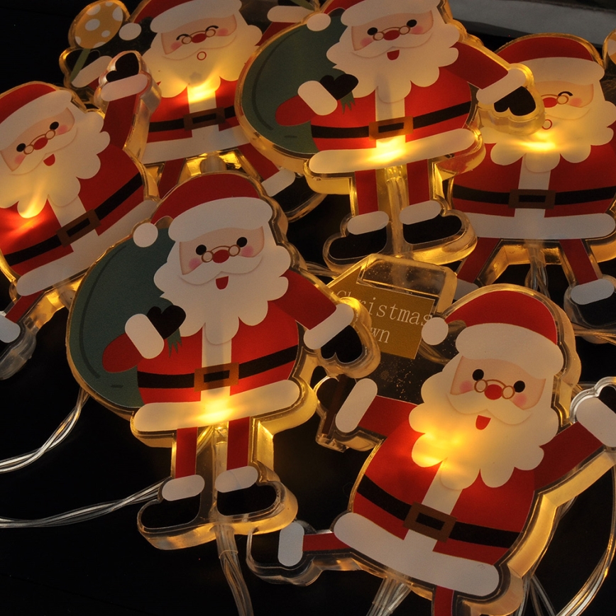 LED Kerst Lichtketting met zuignappen 6xLED/2xAA 1,2m warm wit Kerstman