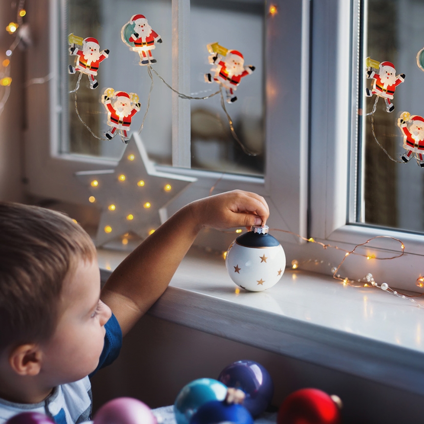 LED kerstsnoer met zuignapjes 6xLED/2xAA 1,2m warm wit santa