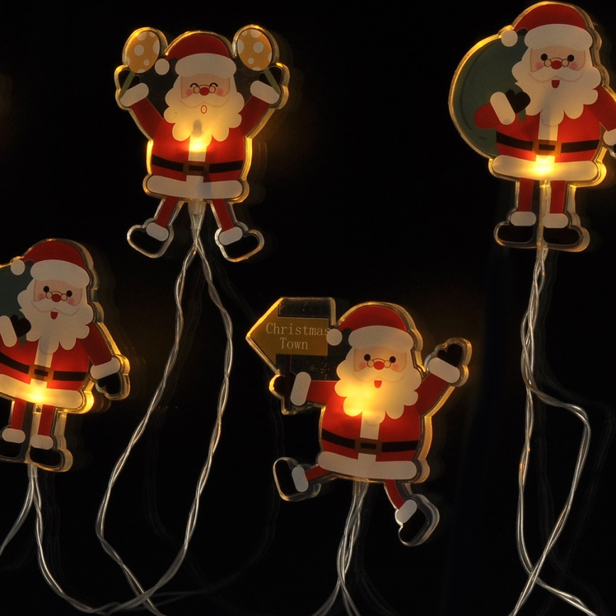LED kerstsnoer met zuignapjes 6xLED/2xAA 1,2m warm wit santa
