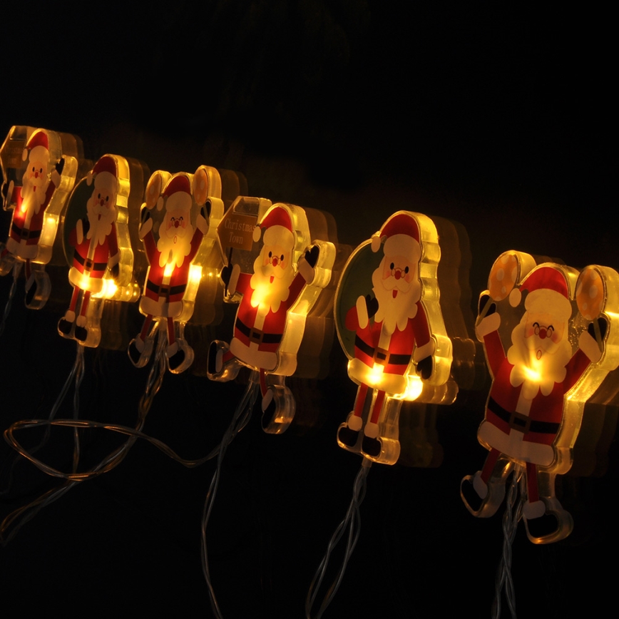 LED kerstsnoer met zuignapjes 6xLED/2xAA 1,2m warm wit santa