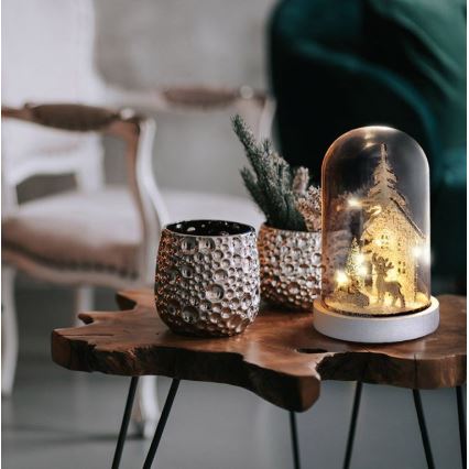 LED Kerstversiering LED/2xAAA besneeuwd landschap met een huis