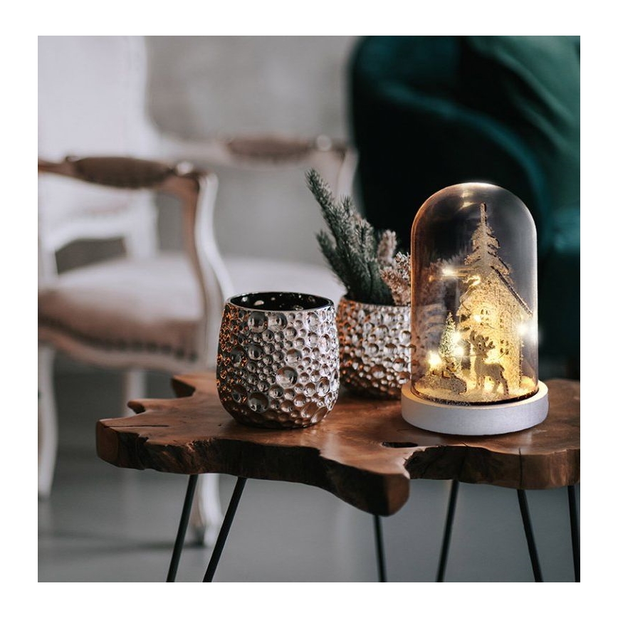 LED Kerstversiering LED/2xAAA besneeuwd landschap met een huis