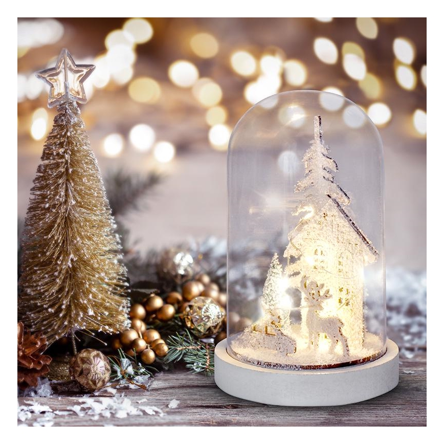 LED Kerstversiering LED/2xAAA besneeuwd landschap met een huis