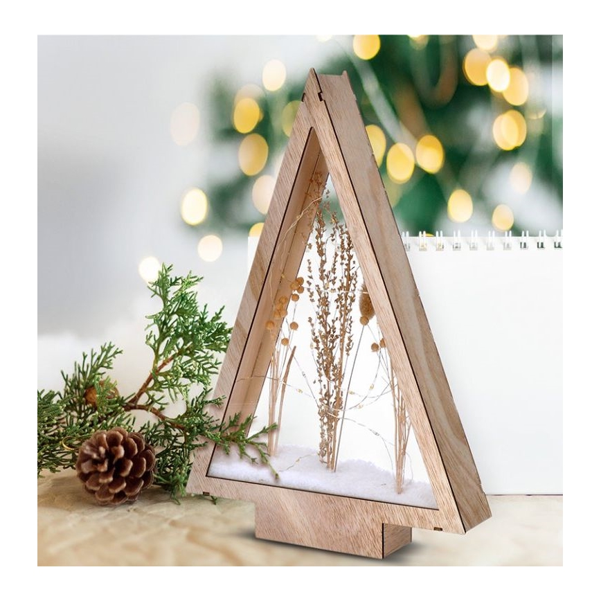 LED Kerstversiering LED/2xAA winterbloemen bedekt met sneeuw