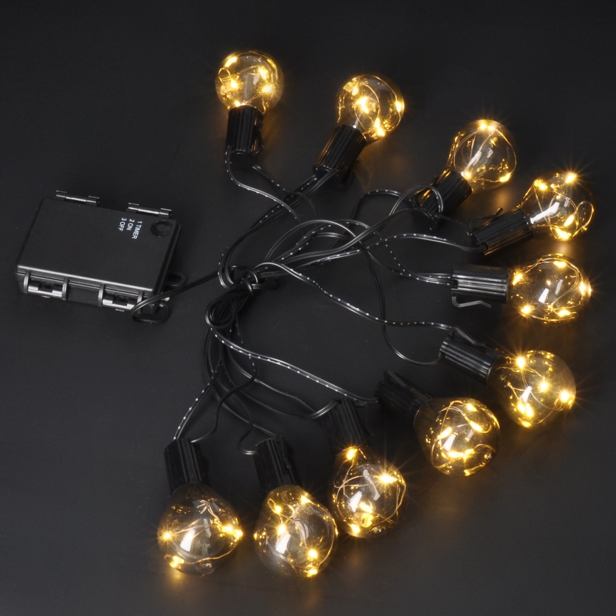 Decoratieve LED Lichtsnoer voor buiten SLINGER 10xLED/3xAA 3m IP44 warm wit