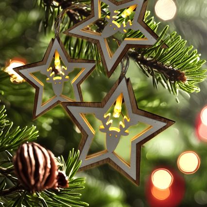 LED kerstsnoer 10xLED/2xAA 1,8m warm wit