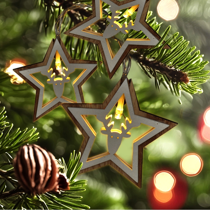 LED kerstsnoer 10xLED/2xAA 1,8m warm wit