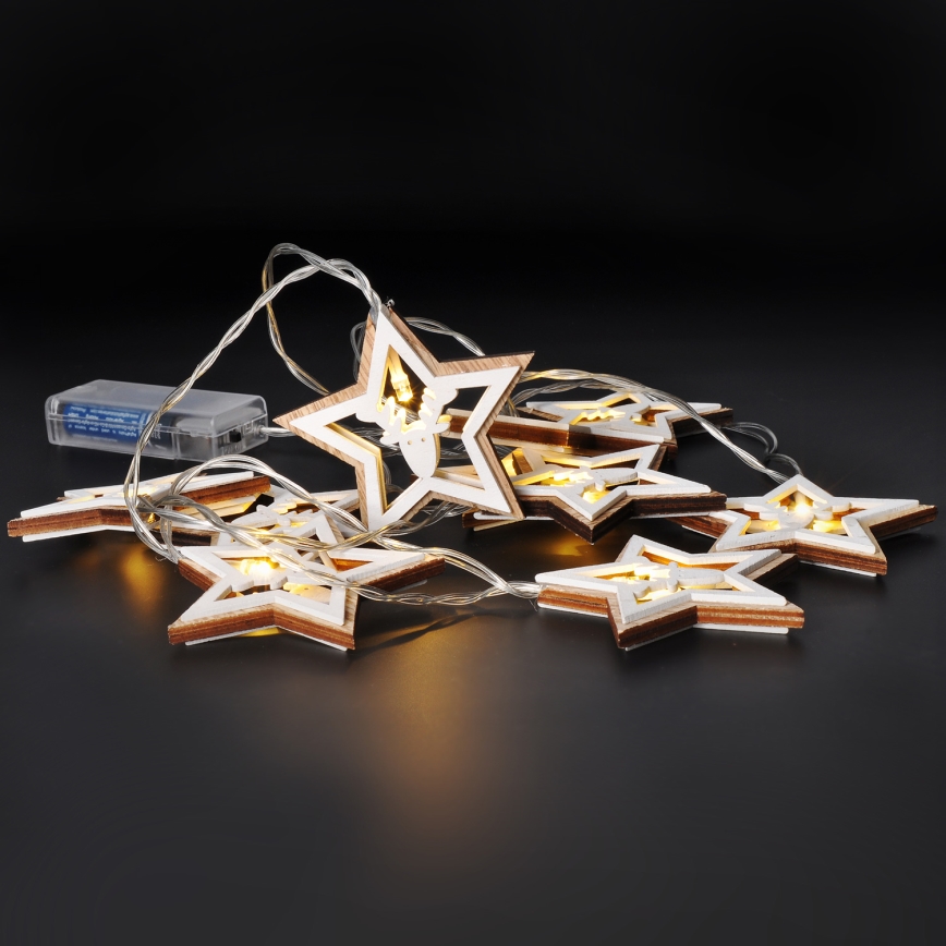 LED kerstsnoer 10xLED/2xAA 1,8m warm wit