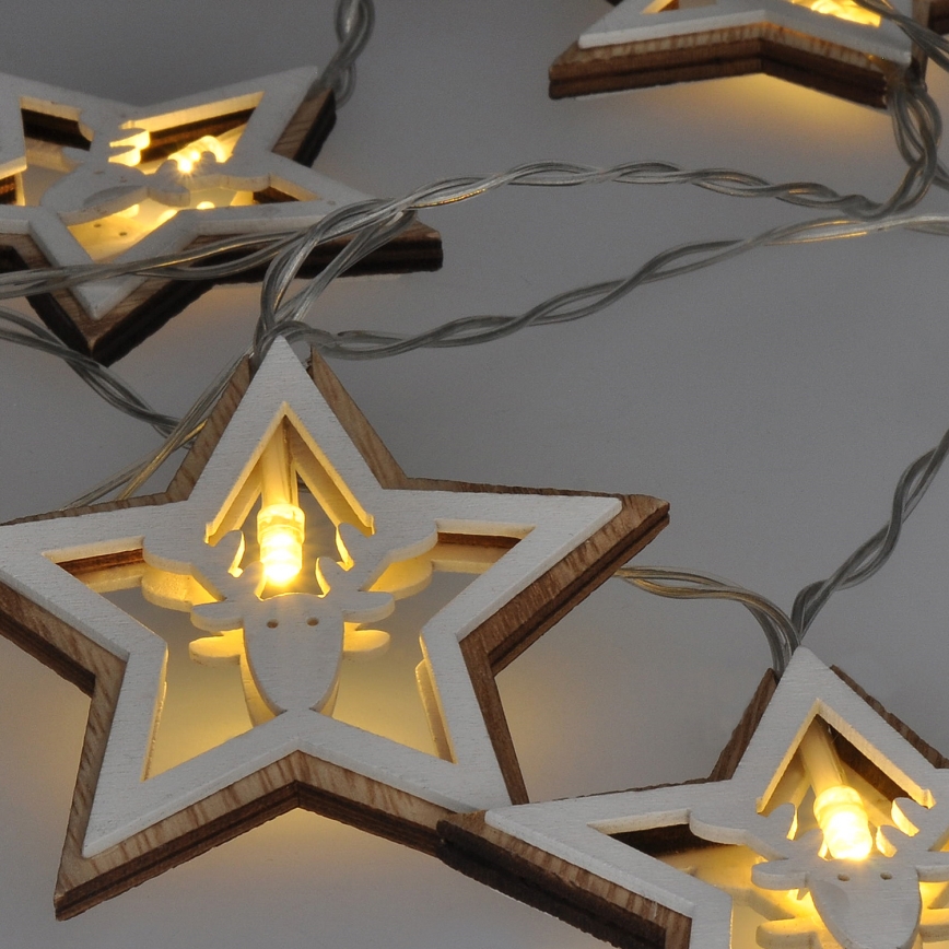 LED kerstsnoer 10xLED/2xAA 1,8m warm wit
