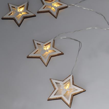 LED kerstsnoer 10xLED/2xAA 1,8m warm wit